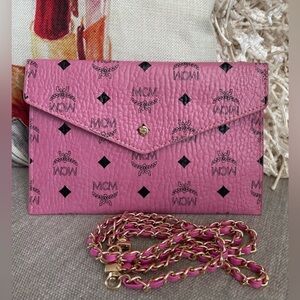NEW MCM Envelope Pouch Clutch Pink Visetos